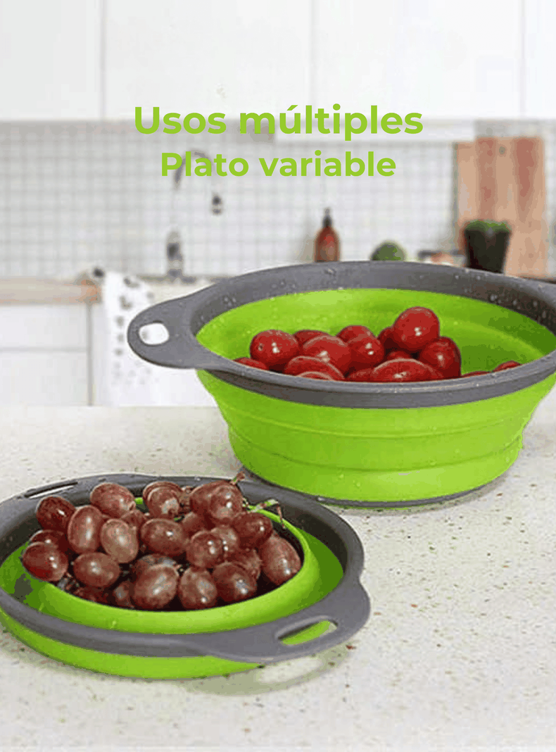 Colador Plegable Silicona Escurridor Redondo Cocina Frutas Verduras-7