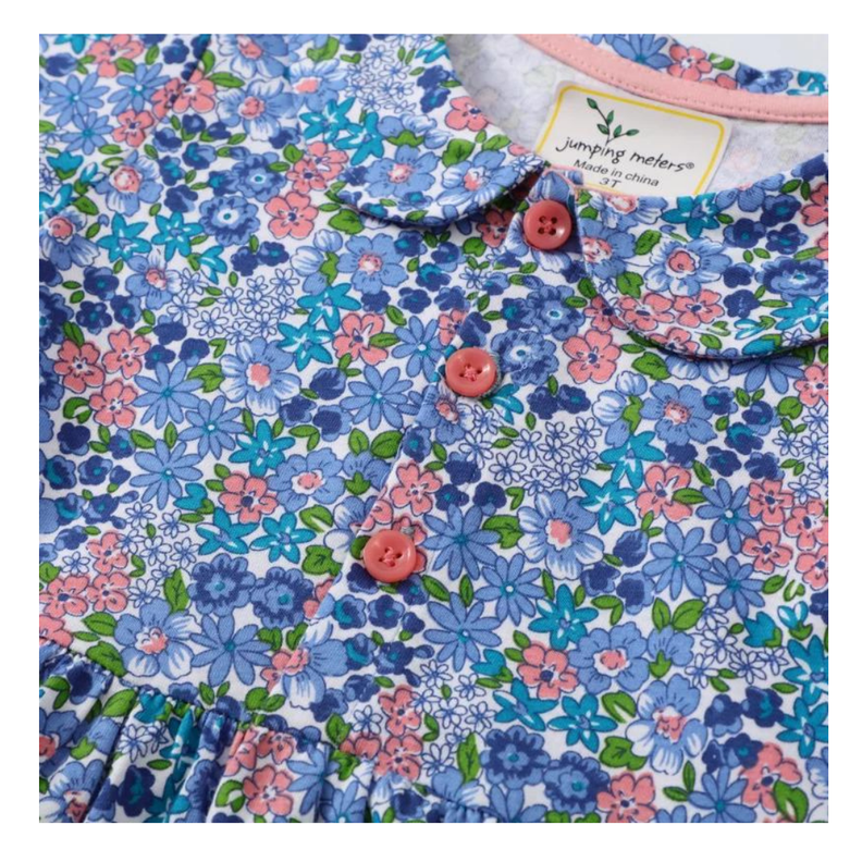 Vestido Manga Corta Niña Flores Azules Jump Kids-2