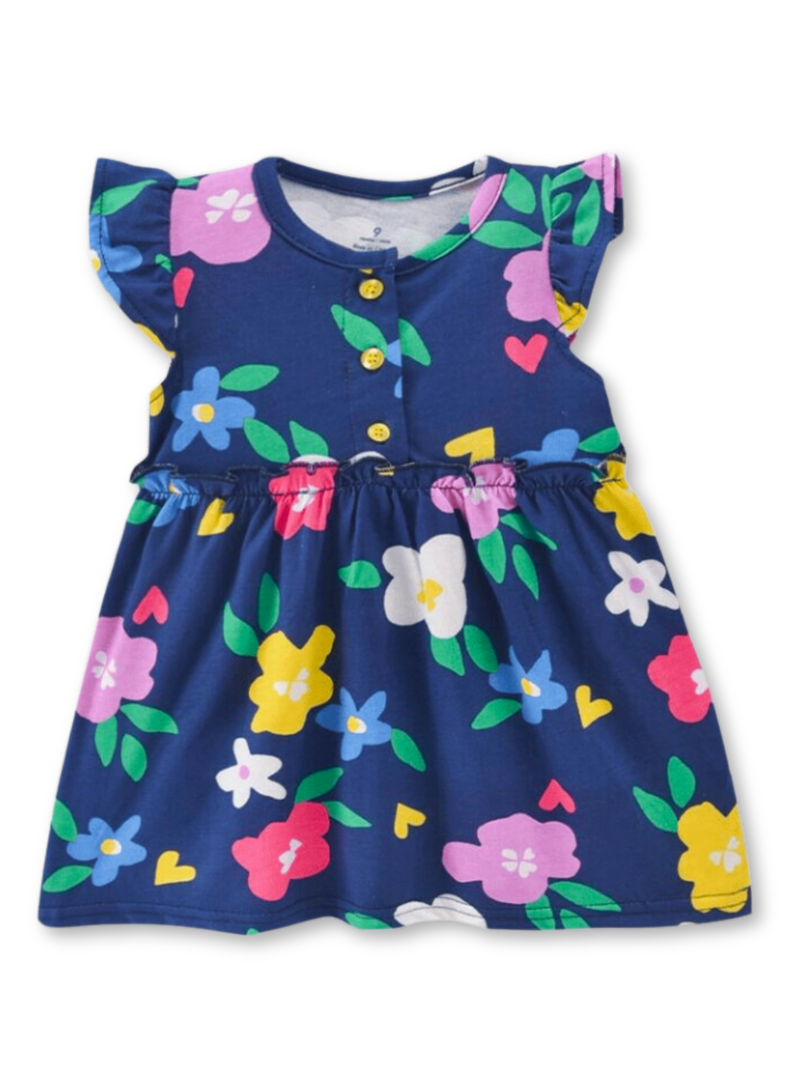 Vestido Sin Mangas Estampado Bebé Niña 9 a 36 Meses Blue Flowers-0