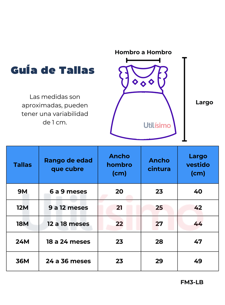 Vestido Sin Mangas Estampado Bebé Niña 9 a 36 Meses Blue Flowers-1