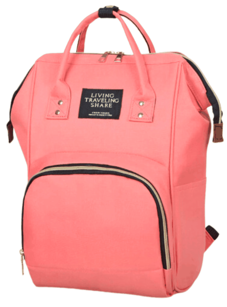 Mochila Maternal Bolso Pañalera Nylon Bebé Térmica e Impermeable Coral Pink-0