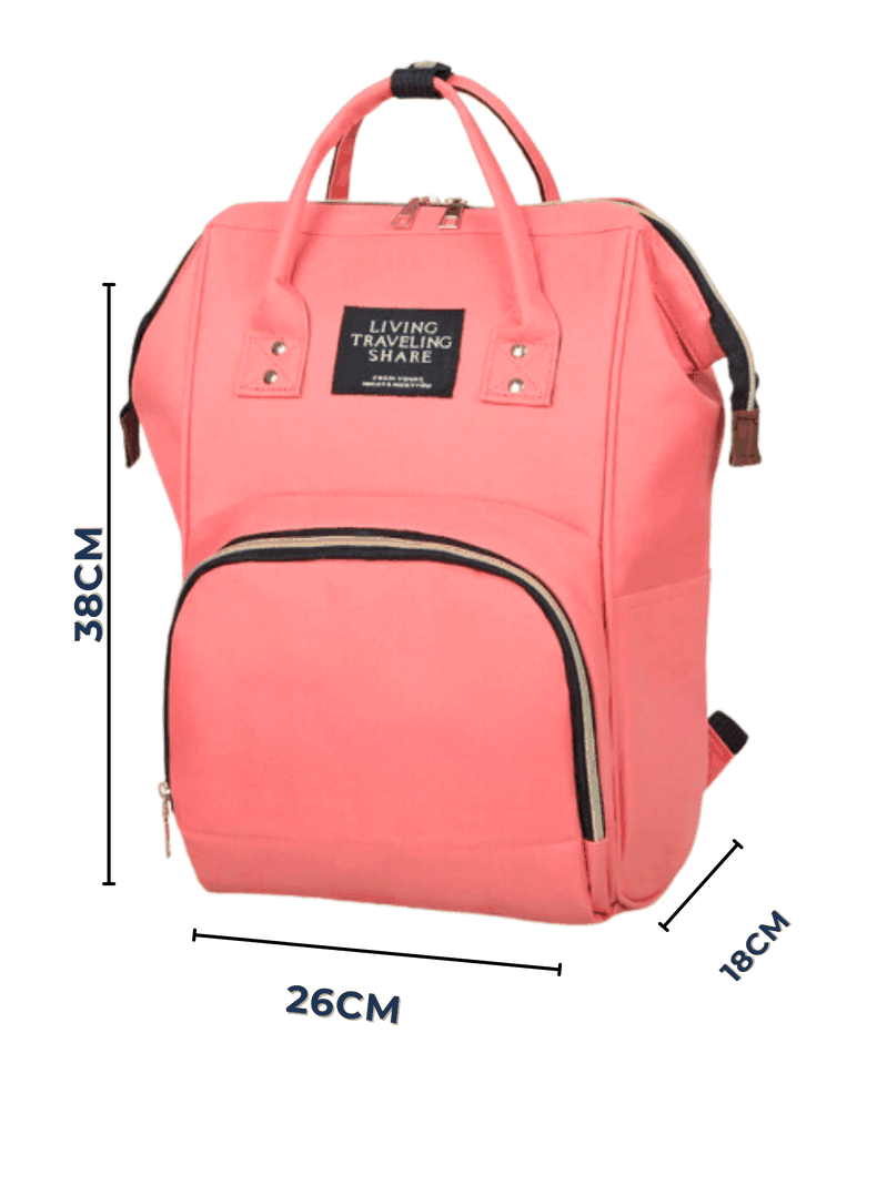 Mochila Maternal Bolso Pañalera Nylon Bebé Térmica e Impermeable Coral Pink-1