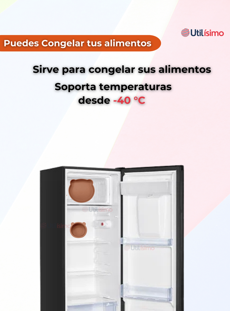  Set De Alimentación Bebé Silicona 5 Piezas De Osito Libre BPA Naranja-7