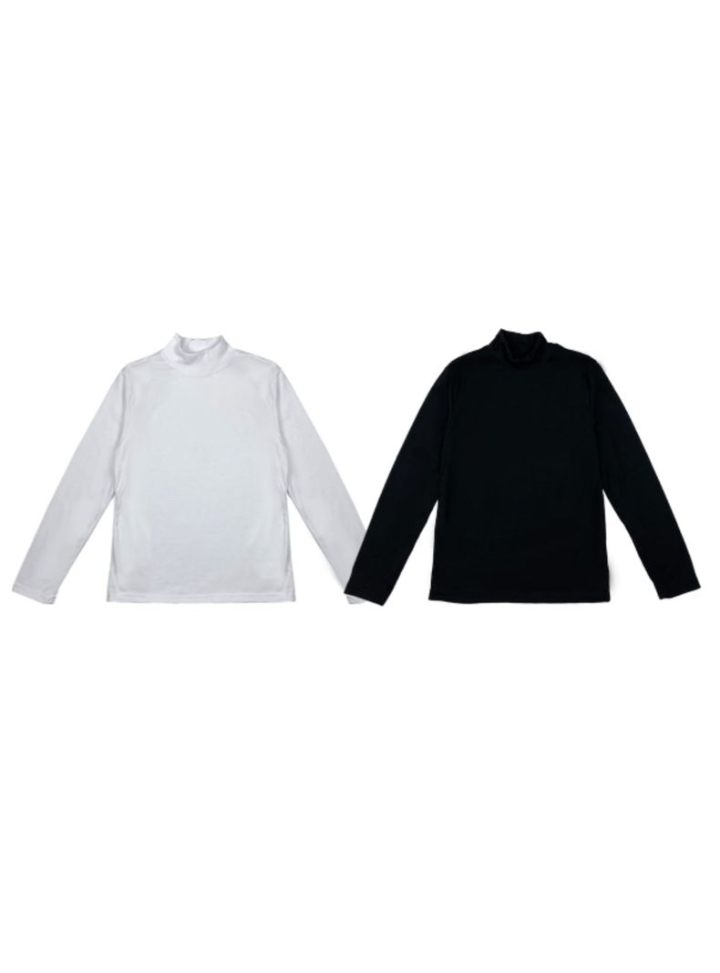 Pack 6 Camisetas Polera Beatle Algodón Niño Primera Capa Cuello Alto Blanco Y Negro-2