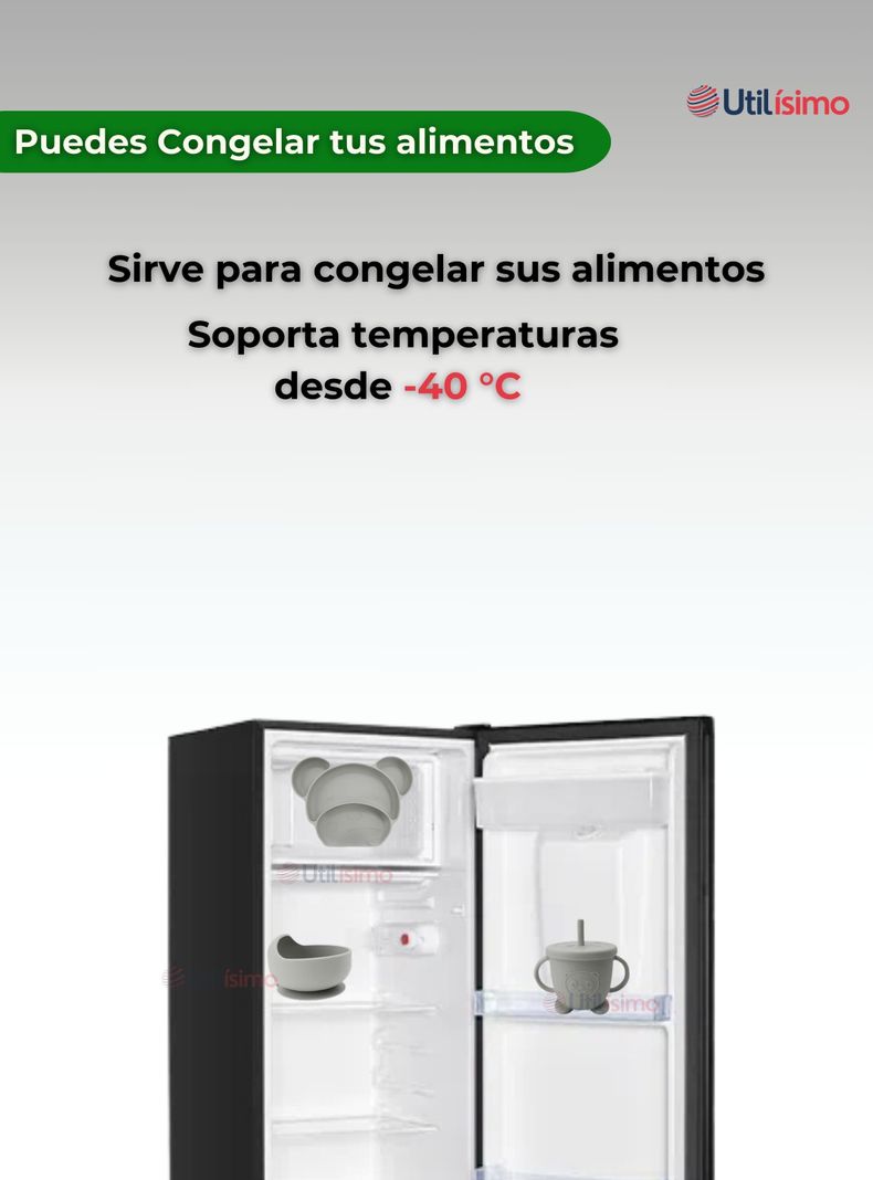 Set De Alimentación Bebé Silicona 6 Piezas Libre BPA Gris-3