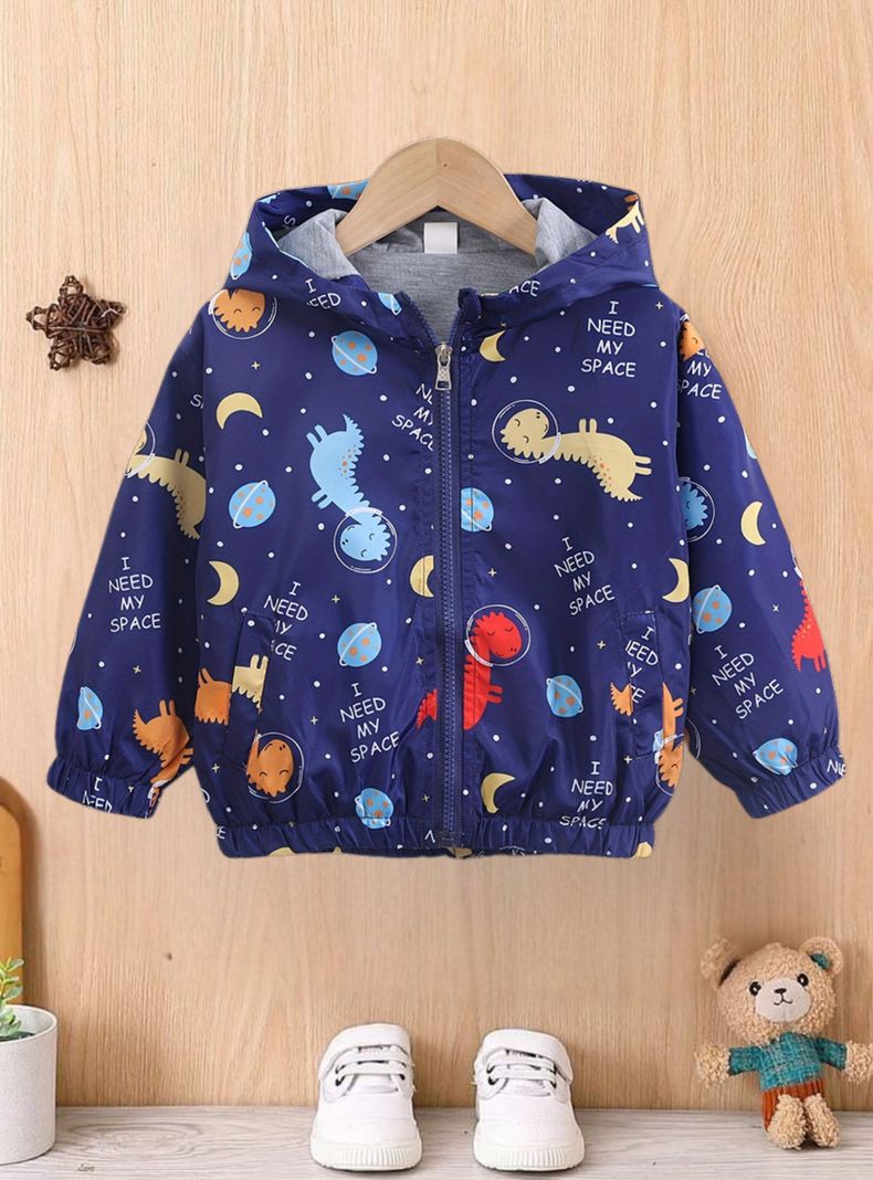 Cortaviento Impermeable Chaqueta Estampado Niño Y Bebé Jump Kids Dark Blue Dinosaur-0