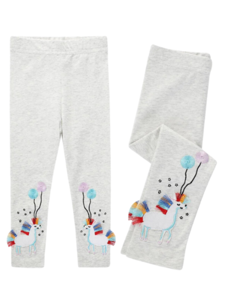 Calzas Niña Unicornio Con Globos Gris Jump Kids 100% Algodón-0