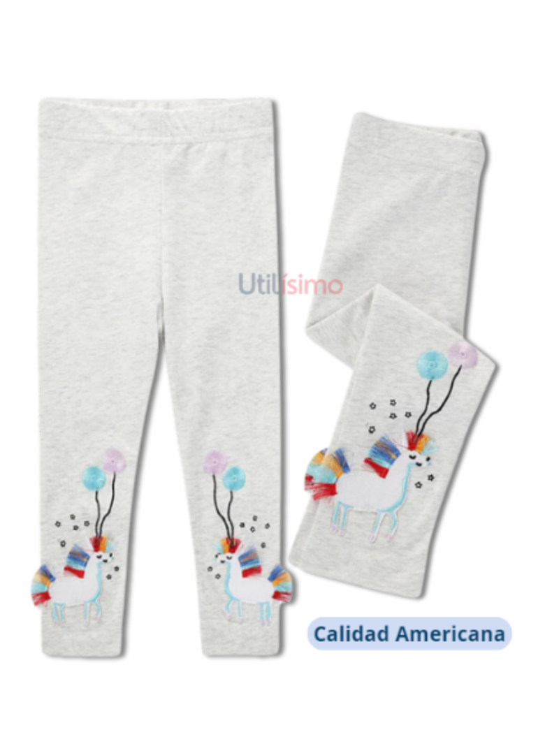 Calzas Niña Unicornio Con Globos Gris Jump Kids 100% Algodón-3