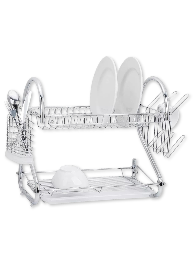Escurridor Secador de Loza Platos Inoxidable 2 Niveles Plateado-1