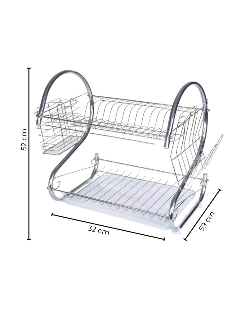 Escurridor Secador de Loza Platos Inoxidable 2 Niveles Plateado-2