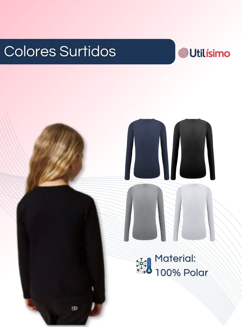 Pack 6 Camisetas Polera Polar Niña Primera Capa Colores Surtidos-2