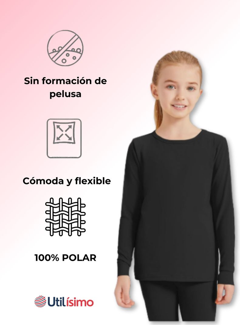 Pack 6 Camisetas Polera Polar Niña Primera Capa Colores Surtidos-3