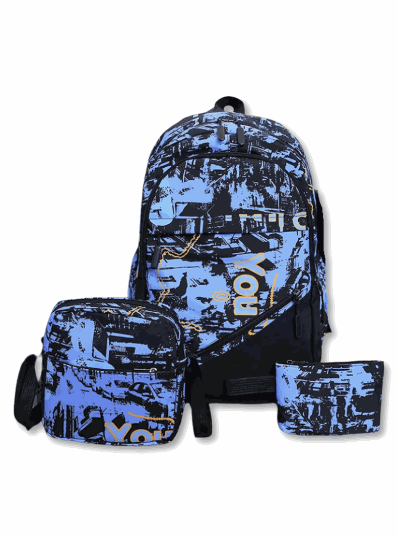 Pack Mochila Lonchera Estuche Grande 46cm Juvenil y Escolar Light Blue-0