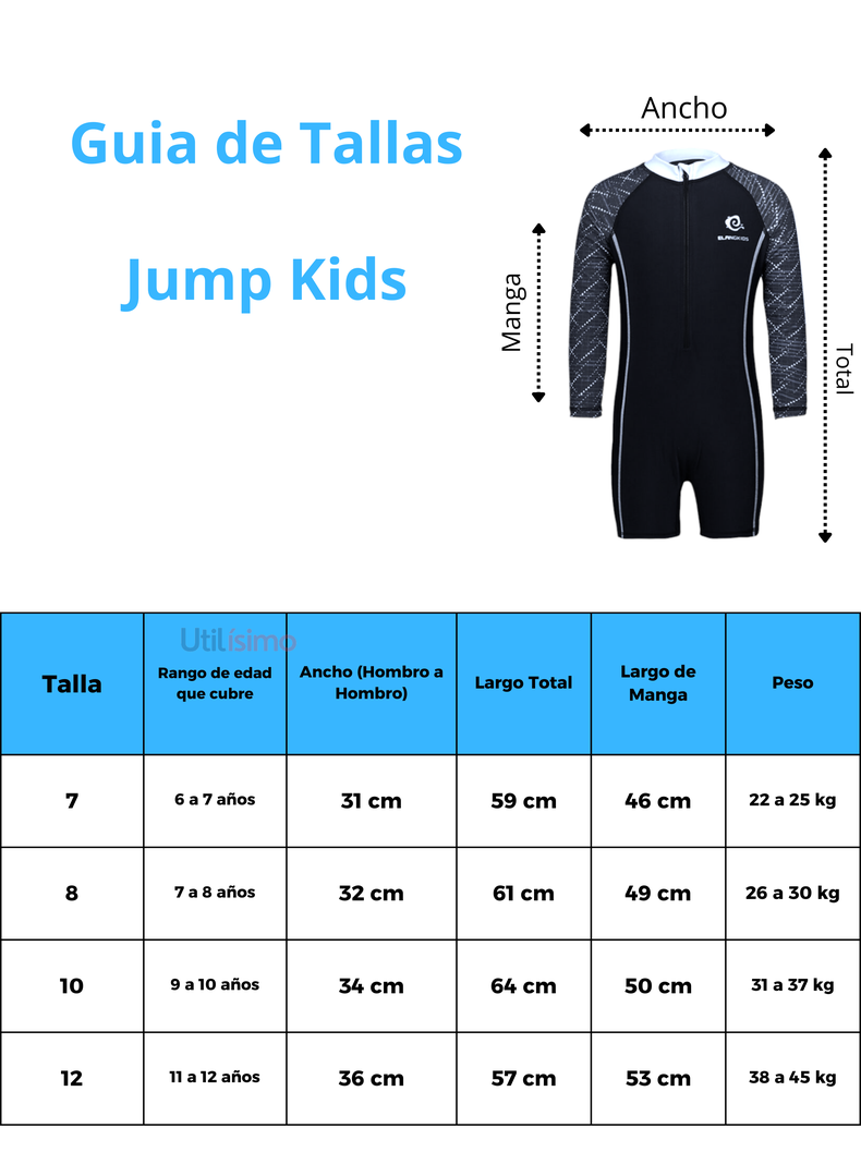 Traje de Baño Enterito Sport Manga Larga Niña 7a12 Años Jump Kids-2