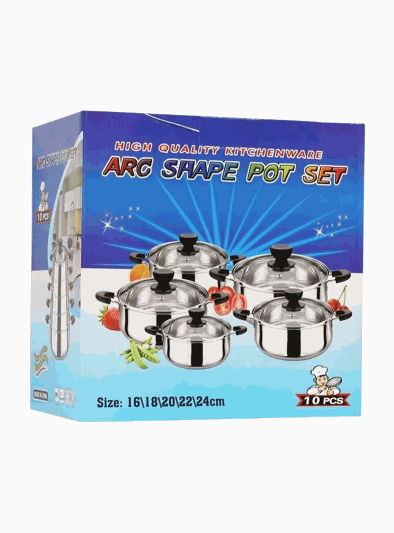 Juego de Ollas 10 Piezas de Acero Inoxidable Con Tapa en Vidrio templado-7