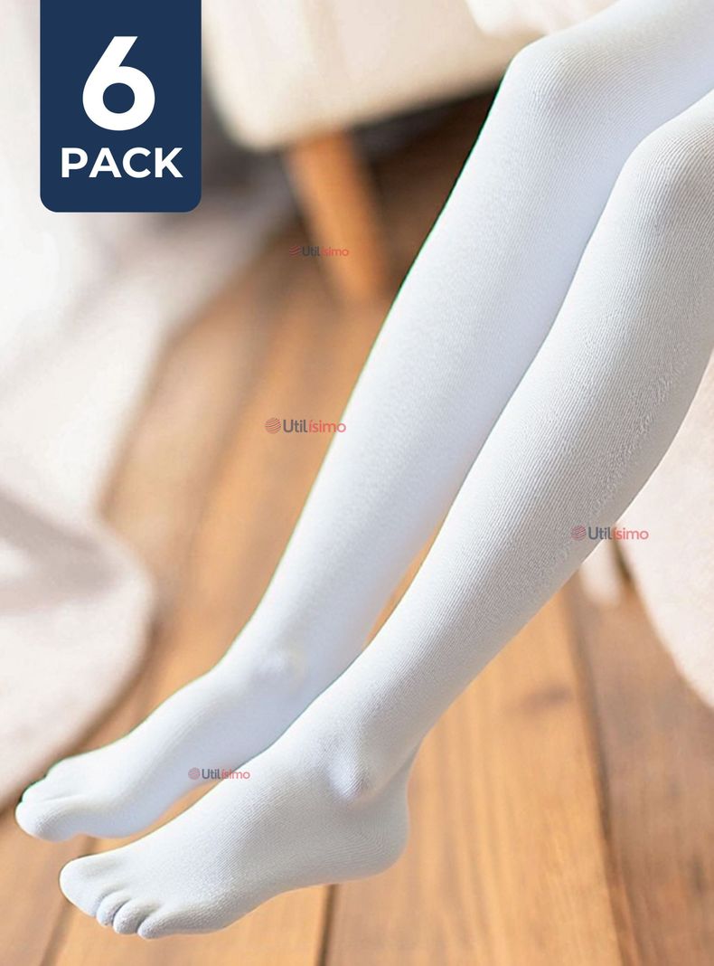 Pack 6 Ballerina Panty Primera Capa Blancas Nina Fiestas Patrias Blanco 3-4 anos