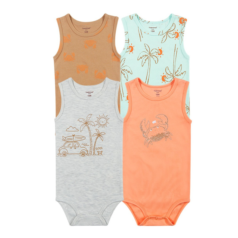 Pack de 4 Bodys Bebé Niño Tedmimak Sin Manga Playa-0