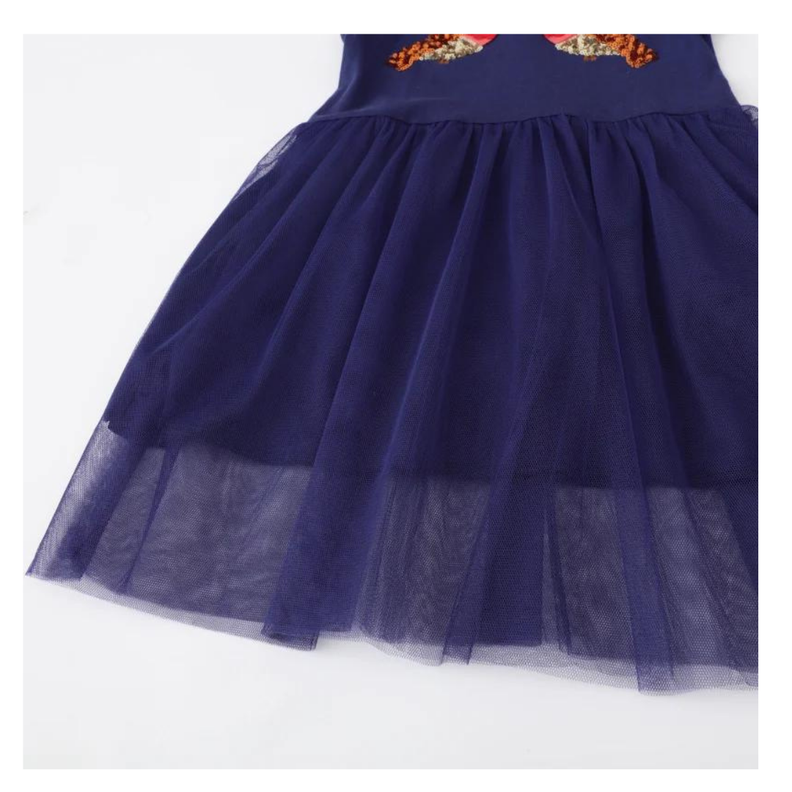 Vestido Manga Corta y Tul Niña Jump Kids Pajaros-2