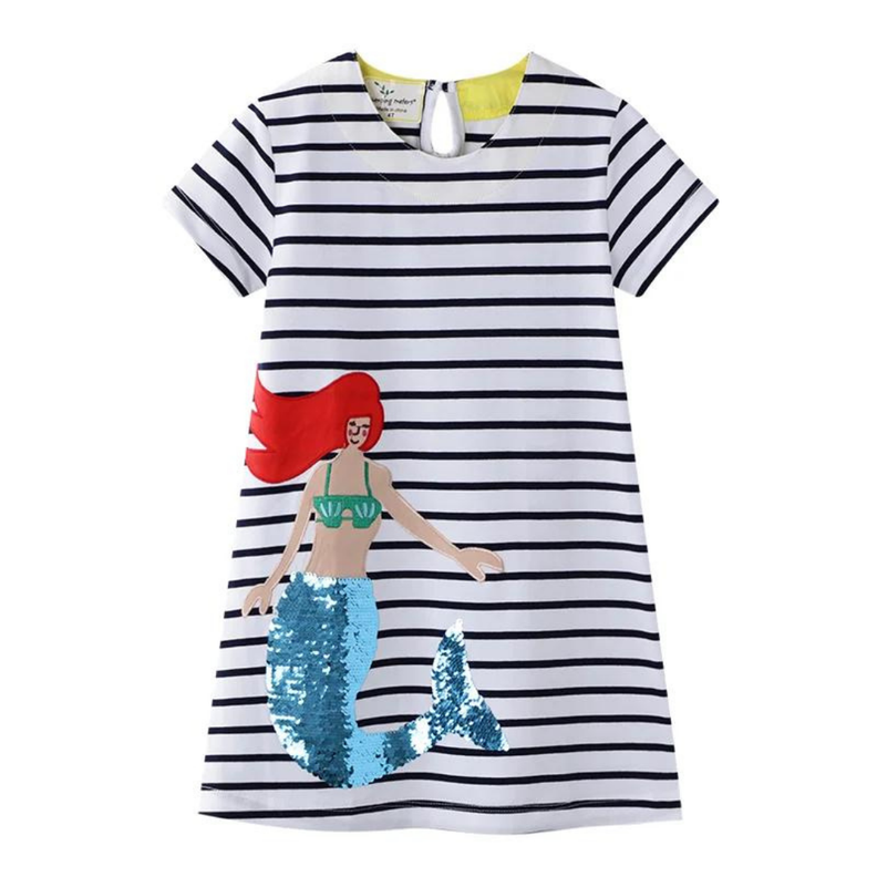 Vestido Manga Corta Niña Sirena Rayas Jump Kids-0