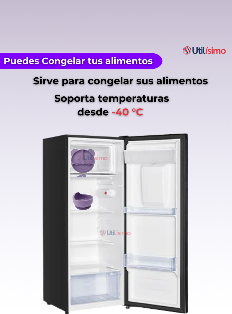 Set De Alimentación Bebé Silicona De Oso 6 Piezas Libre BPA Lila-3