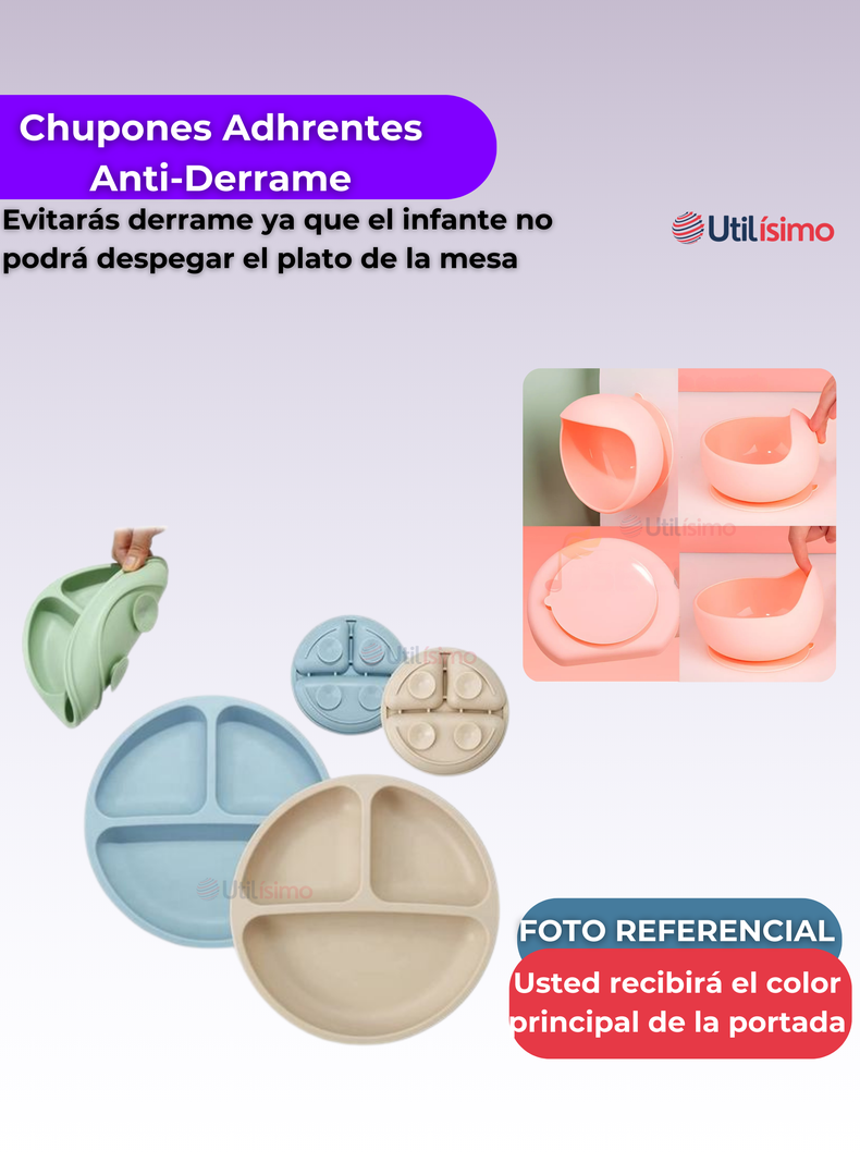 Set De Alimentación Bebé Silicona De Oso 6 Piezas Libre BPA Lila-7