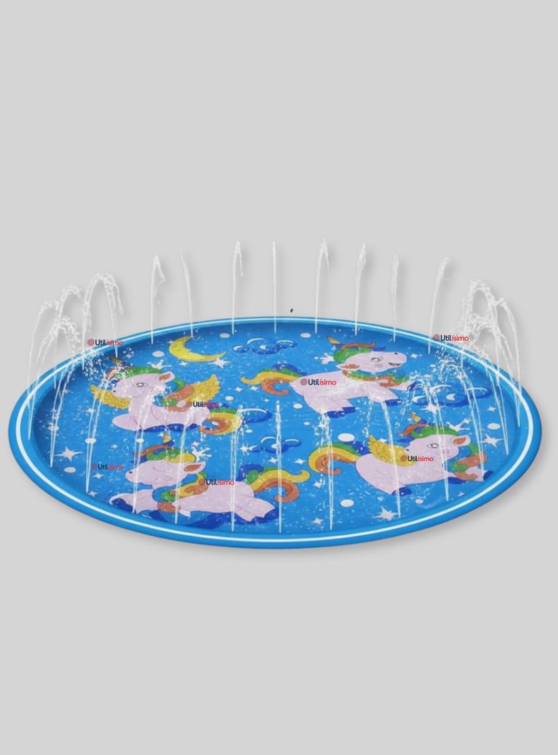 Alfombra Piscina Agua Rociador Para Nino 100 cm de Color Azul