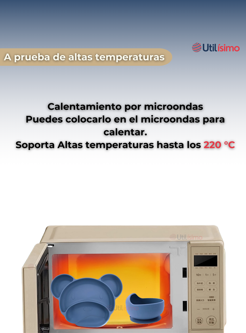 Set De Alimentación Bebé Silicona 6 Piezas Libre BPA Azul-3