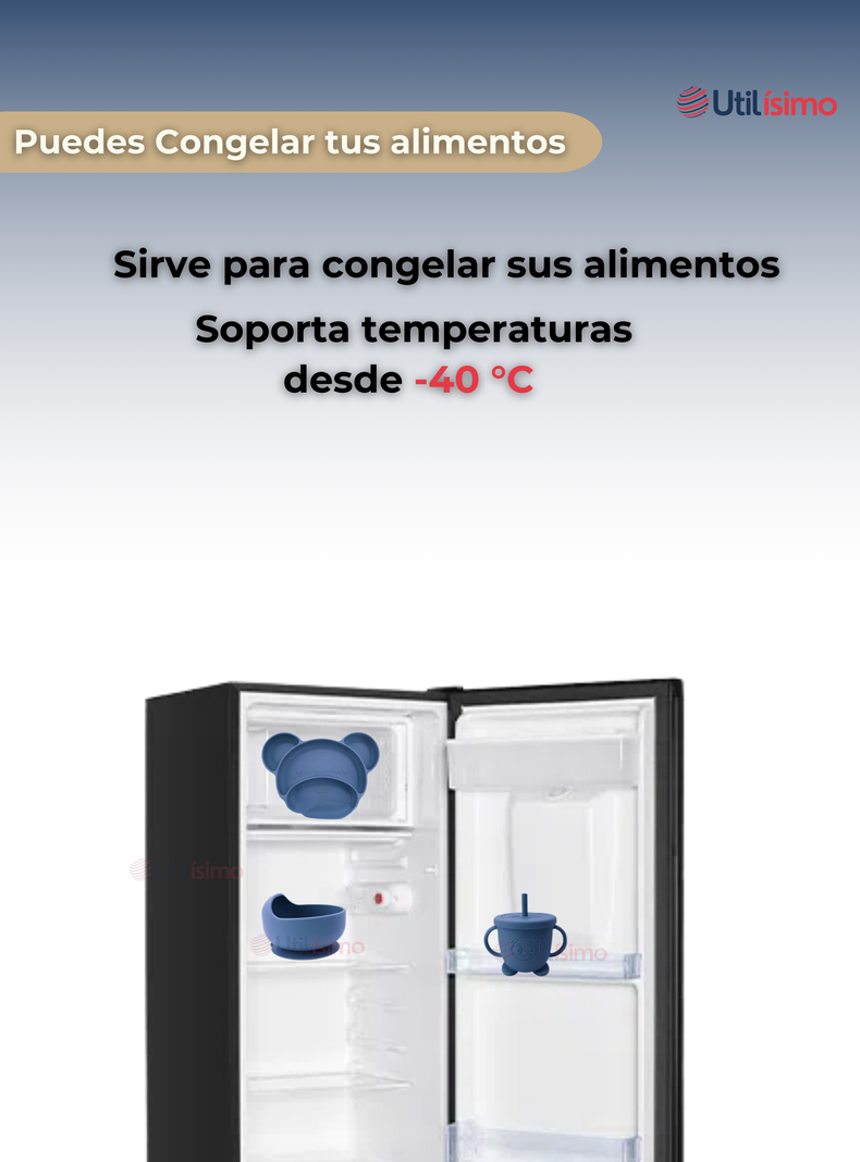 Set De Alimentación Bebé Silicona 6 Piezas Libre BPA Azul-4