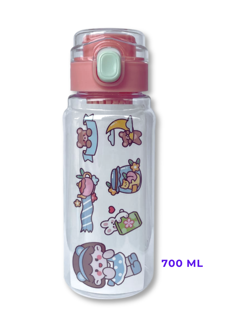 Botella De Plástico Con Filtro Escolar Stickers Decorativo 700ml Surtido-1