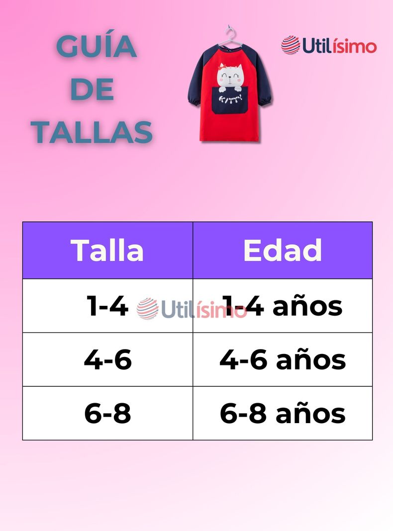 Delantal Infantil Niña Manga Larga Con Bolsillo Colores Surtidos-2
