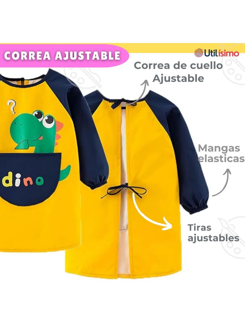 Delantal Infantil Niña Manga Larga Con Bolsillo Colores Surtidos-3