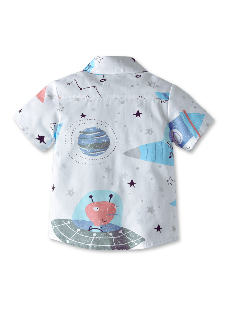 Conjunto de Vestir Niño Camisa con Estampado y Pantalón corto 9 meses a 4 años Stellar Sky-5