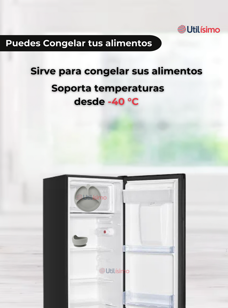 Set De Alimentación Bebé Silicona De Formas 6 Piezas Libre BPA Gris-4