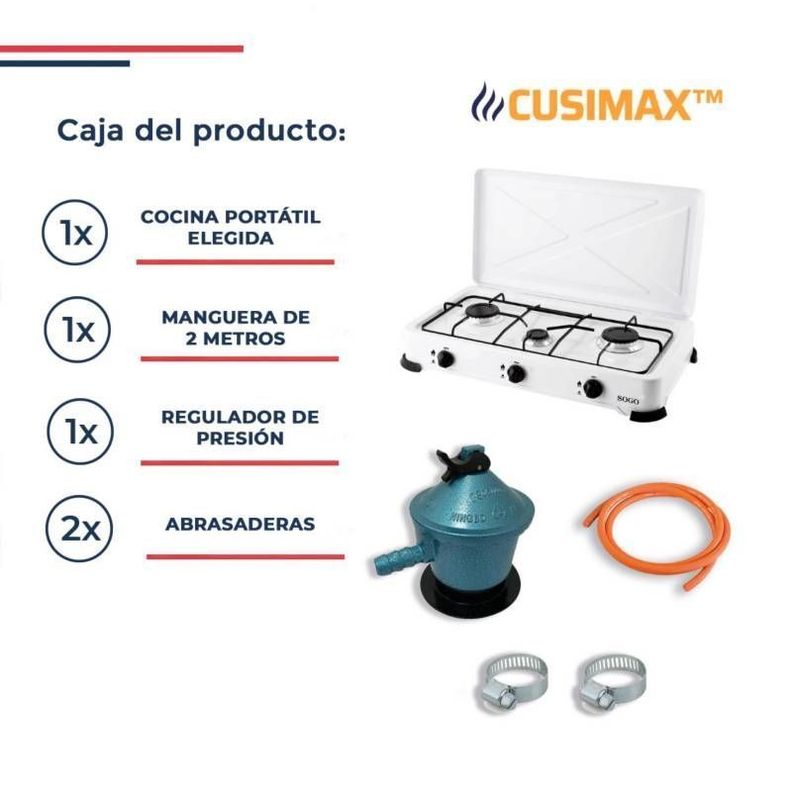 Cusimax Cocina A Gas Portátil - 3 Platos-4