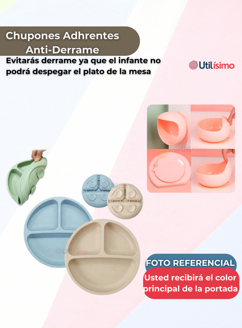 Set De Alimentación Bebé Silicona 5 Piezas De Osito Libre BPA Verde-2