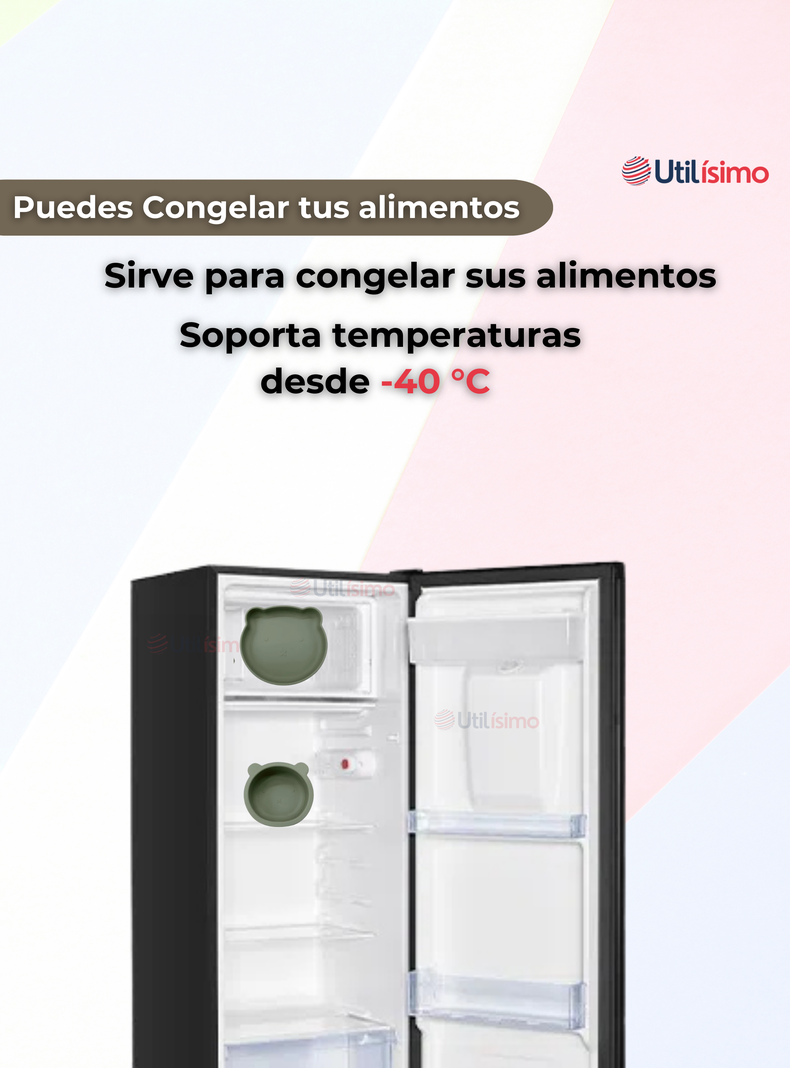 Set De Alimentación Bebé Silicona 5 Piezas De Osito Libre BPA Verde-6