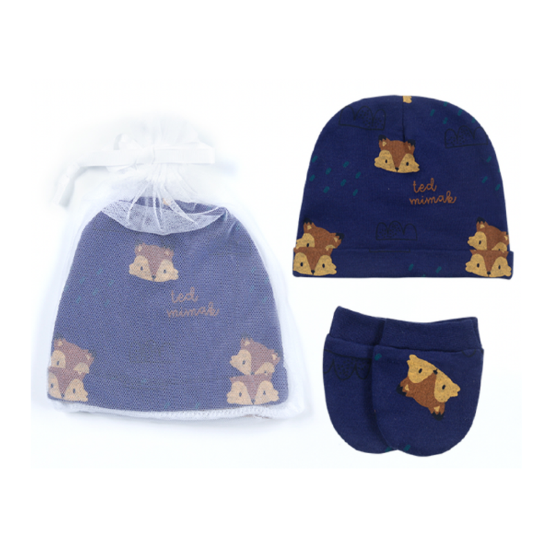 Set de Regalo Gorro y Mitones para Bebés Tedmimak-0