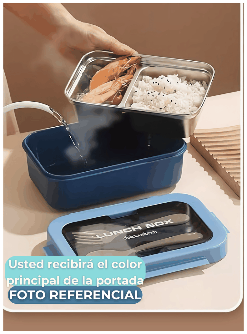 Fiambrera Contenedor Térmico 828 Ml Táper Hermético + Cubiertos Beige-2