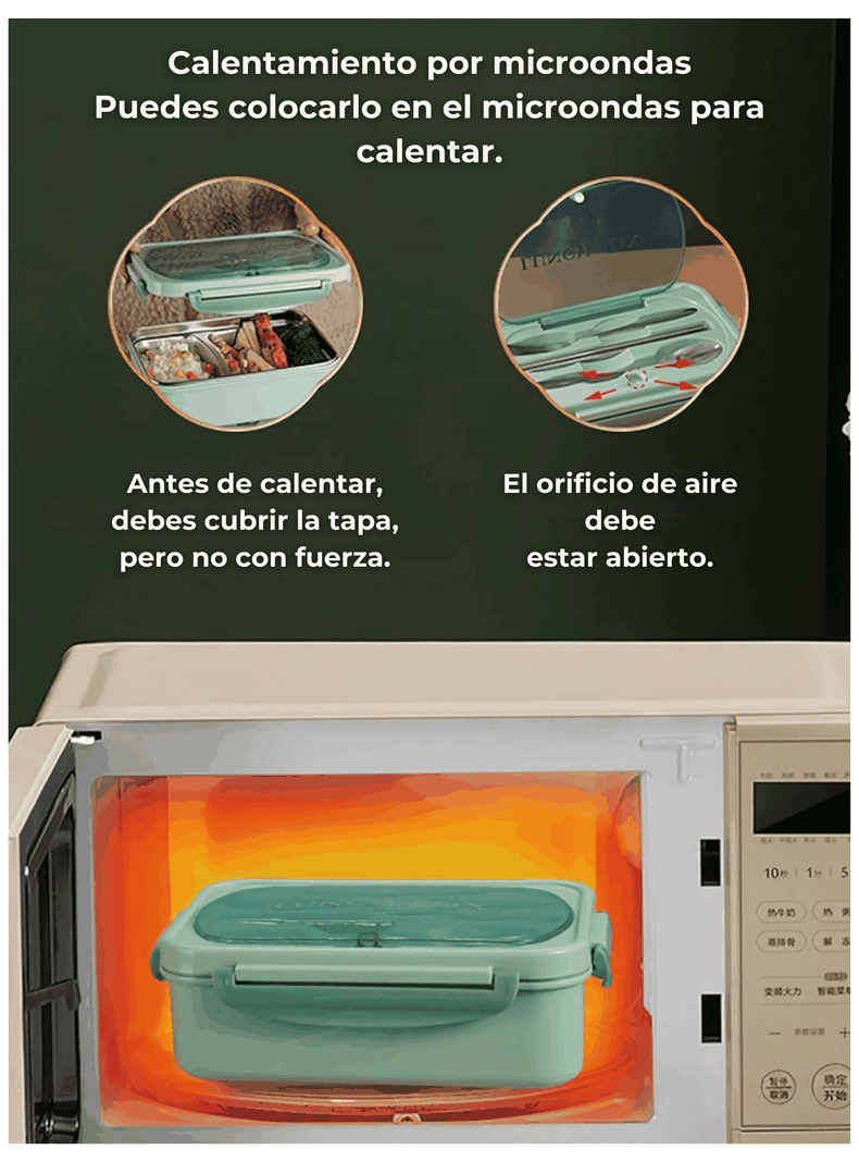 Fiambrera Contenedor Térmico 828 Ml Táper Hermético + Cubiertos Beige-3