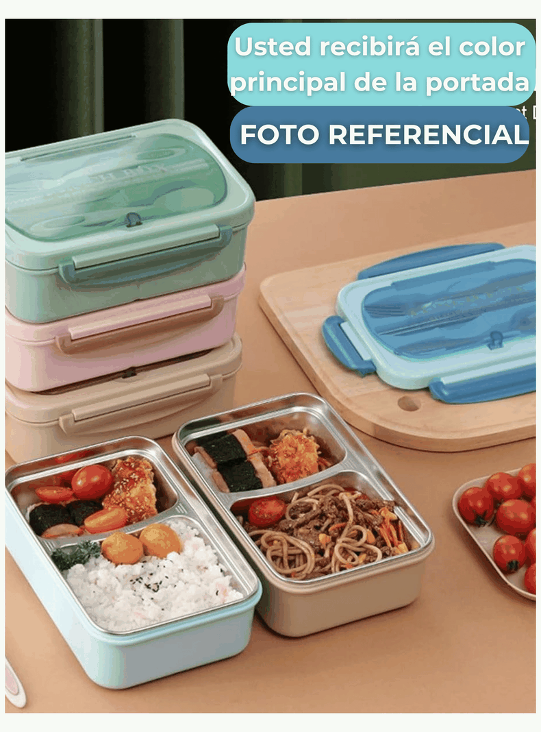 Fiambrera Contenedor Térmico 828 Ml Táper Hermético + Cubiertos Beige-4