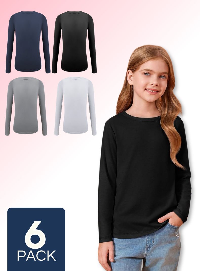 Pack 6 Camisetas Polera Polar Primera Capa Colores Surtidos Niña-0