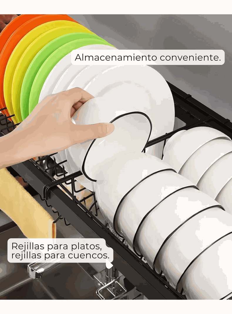 Escurridor Trastes Platos Fregadero 2 Niveles Ajustable Acero al Carbono Inox-1