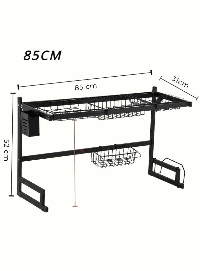 Escurridor Trastes Platos Fregadero 2 Niveles Ajustable Acero al Carbono Inox-2