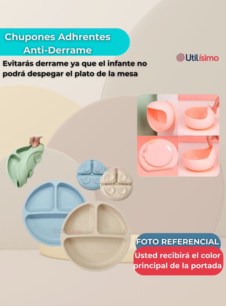 Set De Alimentación Bebé Silicona Con Vaso 5 Piezas Libre BPA Turquesa-7
