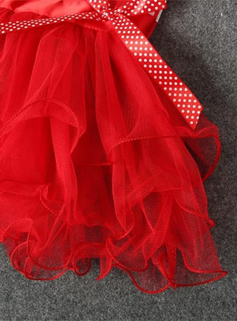 Vestido de Navidad para Niñas con Tul Manga Larga 2 a 6 años Papá Noel-5