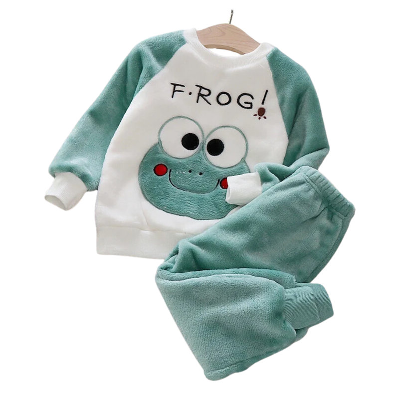 Set Invierno 2 Piezas Buzo Nino Rana Frog Verde Oscuro Jump Kids