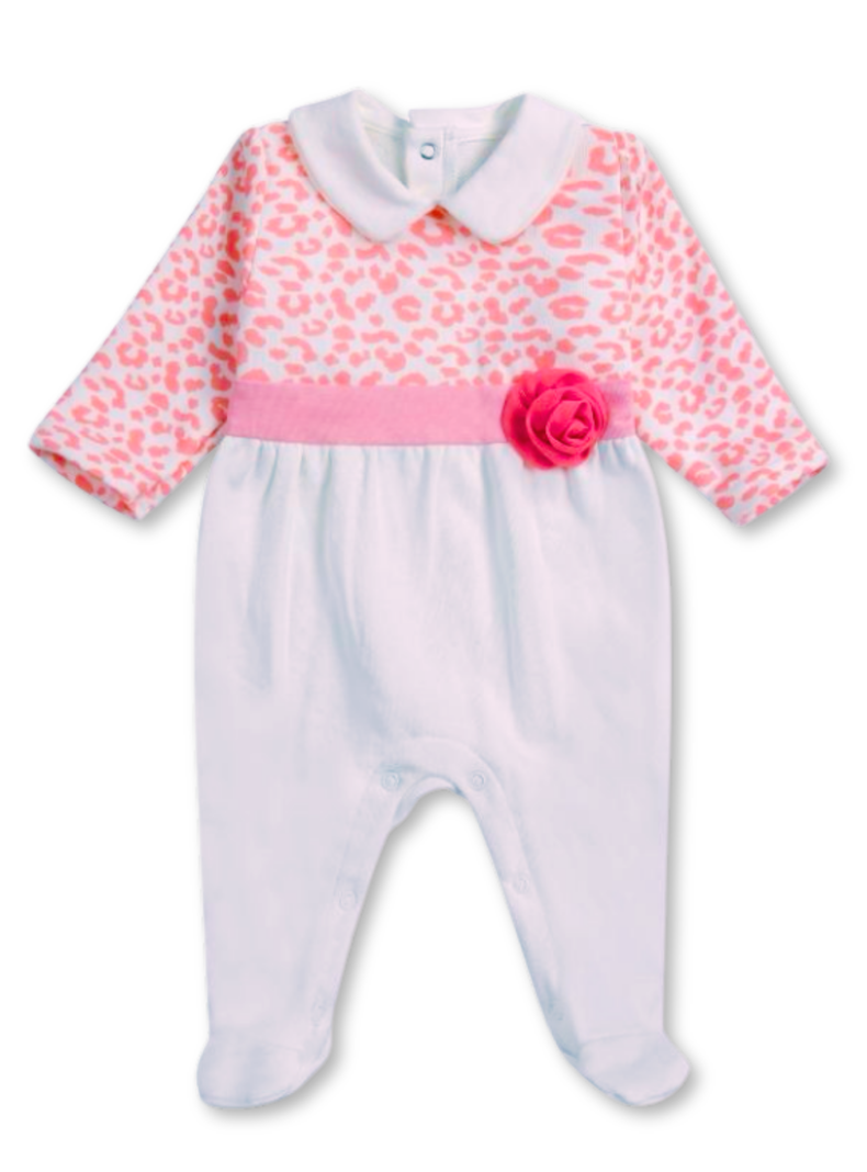 Enterito Pijama Bebé 0 a 6 Meses Algodón Niña Blanco Rosa-0