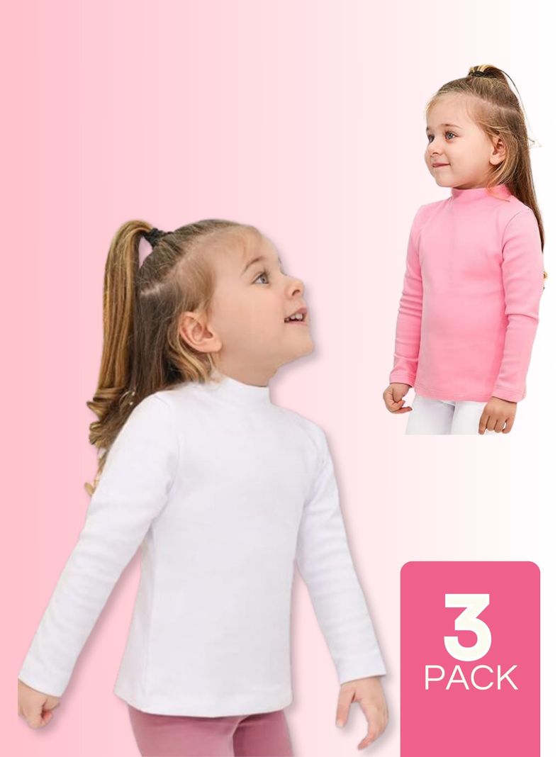 Pack 3 Camisetas Polera Bambú Beatle De Niña Primera Capa-0