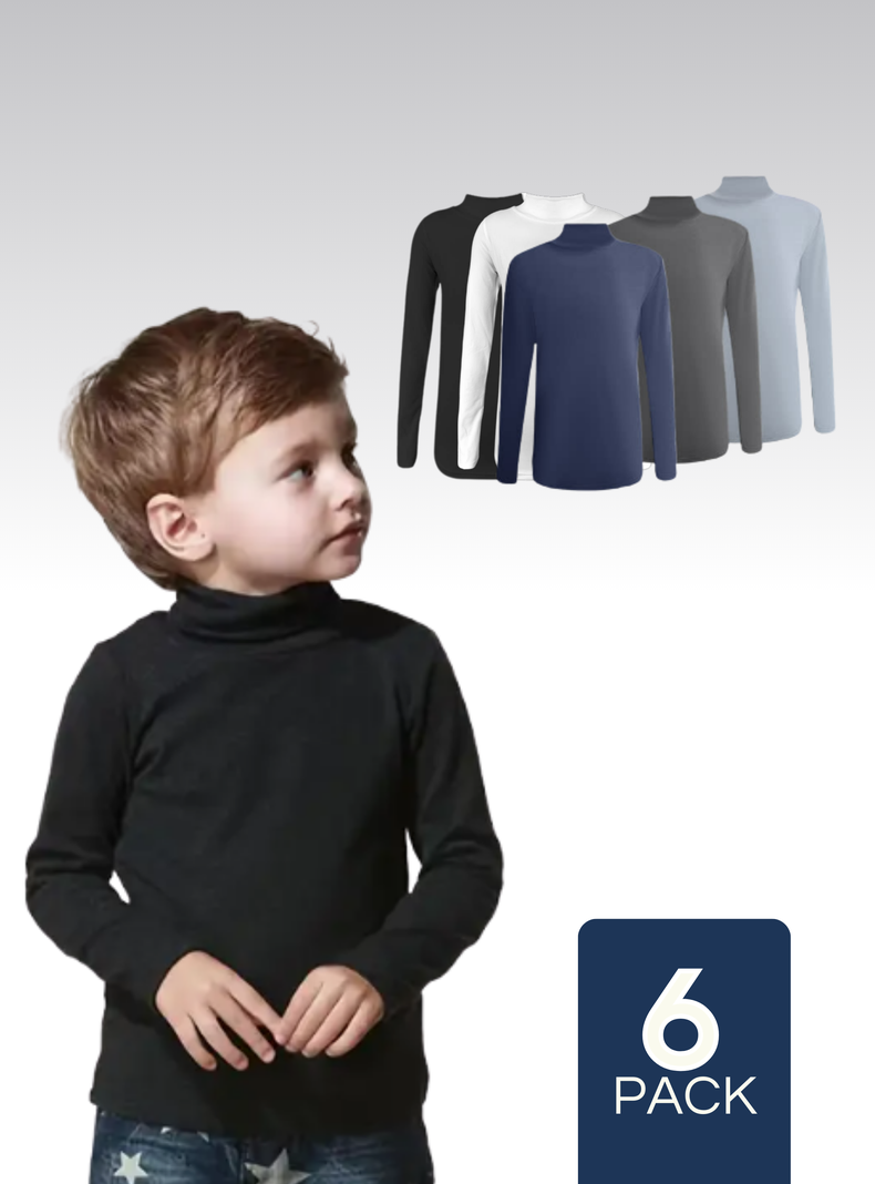 Pack 6 Camisetas Polera Beatle Bambú Primera Capa Niño Cuello Alto-0