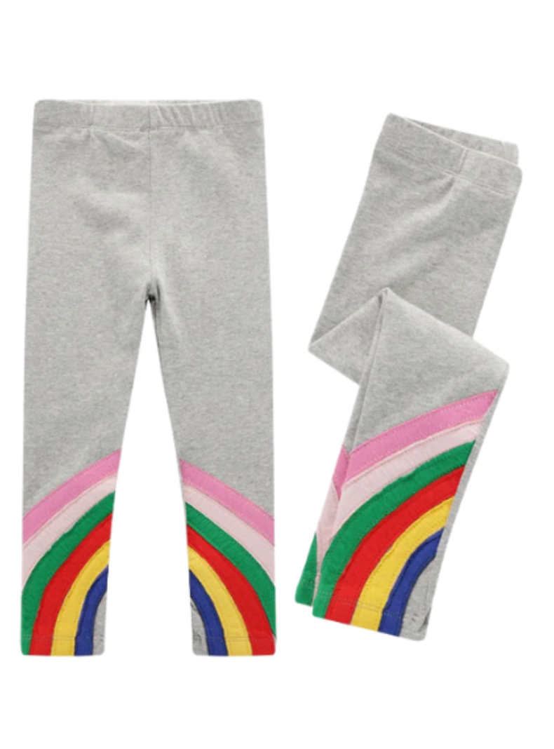 Calzas Niña Arco Iris Gris Claro Jump Kids 100% Algodón-0